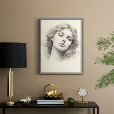 «Vintage Portrait Print II», reproduction encadrée - bois massif