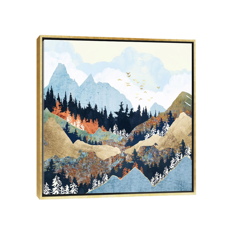 Spring Spring - impression d'art graphique, H 18 po x l 18 po x 1,5 po, Toile encadrée d'or, Pas de tapis