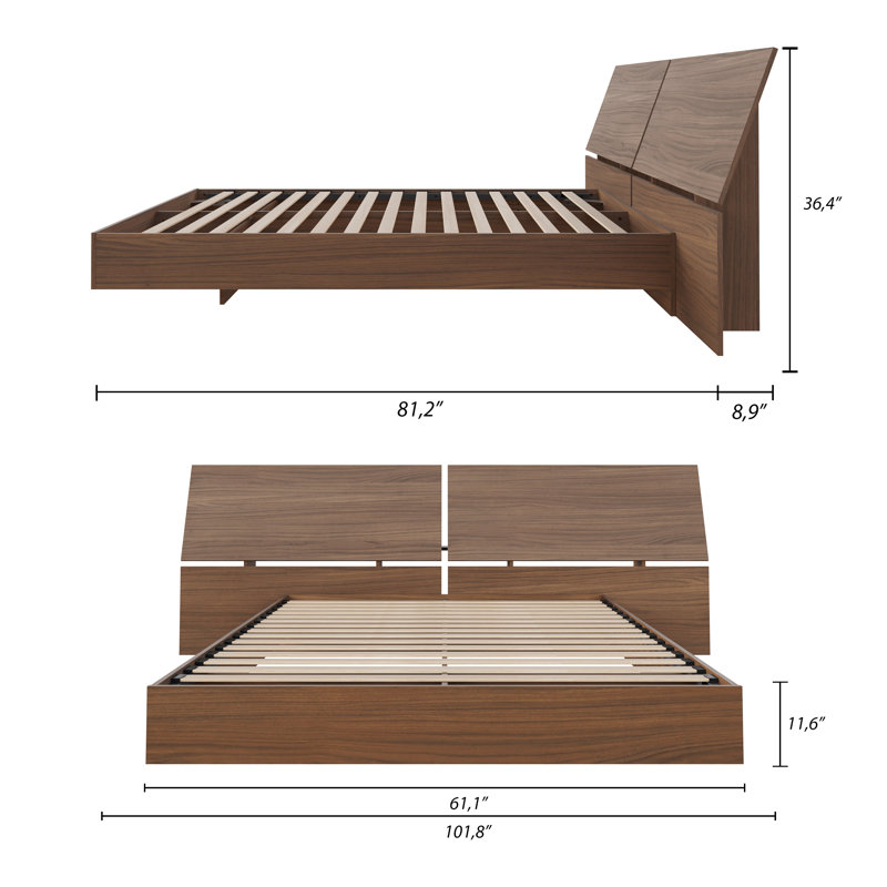 Kucera Platform Bed & Headboard, Queen, Walnut