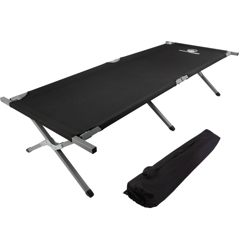 Wakeman Outdoors Camping Cot - Portable Folding Camp Bed - Sleeping Cot for Adults with Durable Frame, Black