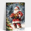 Grand tableau du père Noël Abiel - affiche de photos de scène d'hiver festive, œuvre d'art rétro des Fêtes pour la maison, le salon, la chambre, la cuisine, 32 po x 48 po