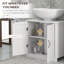 Armoire de salle de bain, meuble-lavabo piédestal avec tablette réglable, blanc