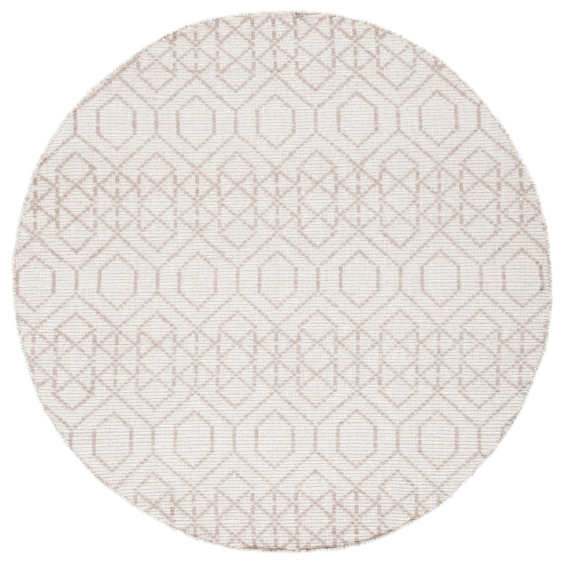 Geometric Handmade Flatweave Cotton Brown/Beige Area Rug, Round 6'