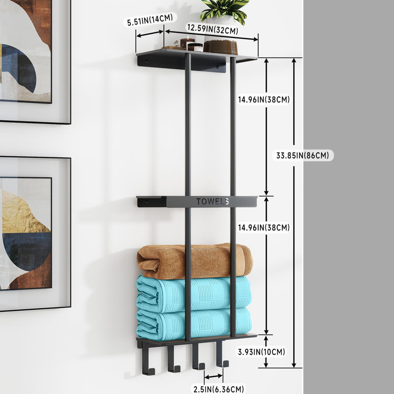 Wall Towel Rack, Matte Black