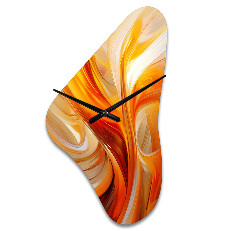 Horloge murale en forme de fractale orange abstraite et chaleureuse, conception unique en forme de fractale, Grand