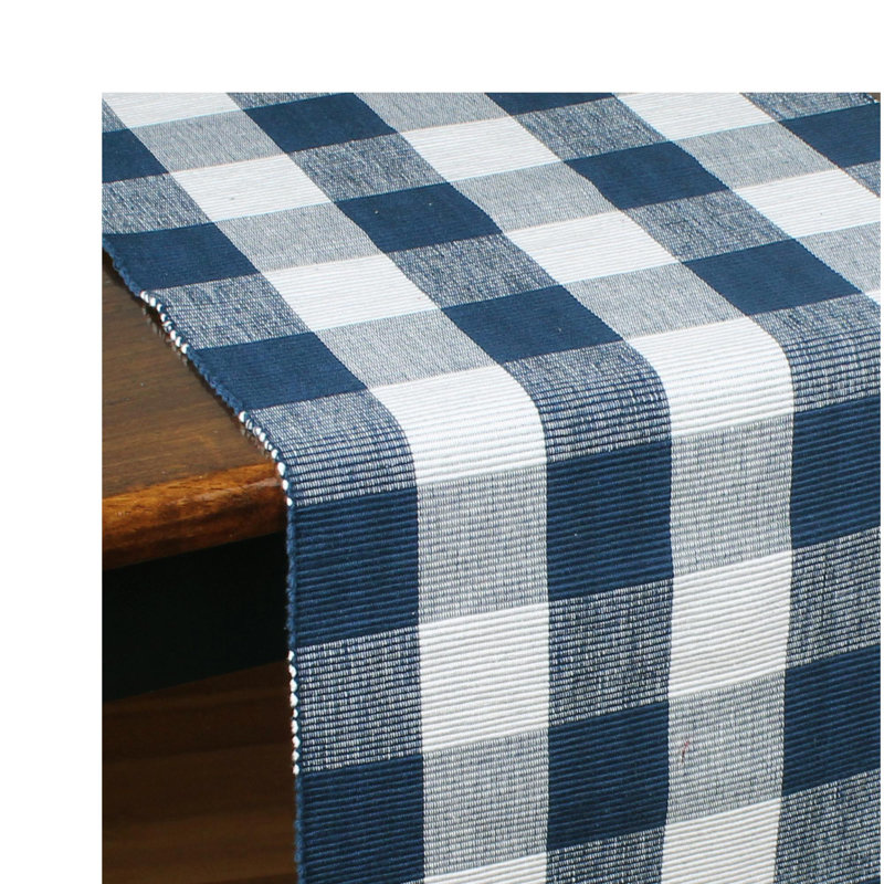 Kaelin Runner Everyday Cotton Table Runnner, Navy Blue