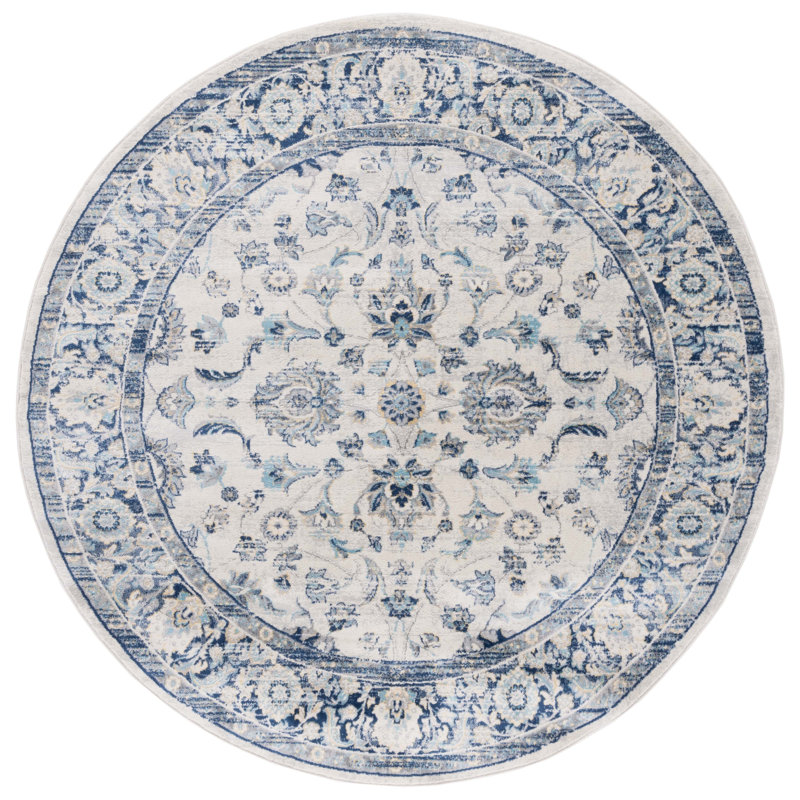 Huggard Area Rug In Blue/Beige, Round 6'7"
