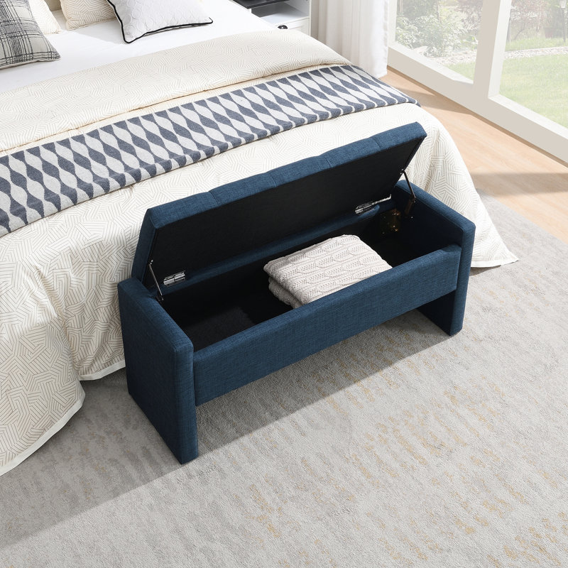 Banc rembourré avec rangement, Navy Blue