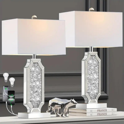 Ensemble de 2 lampes de chevet à miroir 3 couleurs