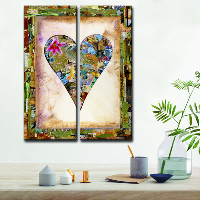 «Nature Heart» par Salvatore Prinquente, ensemble de 2 reproductions d'art graphique sur toile tendue