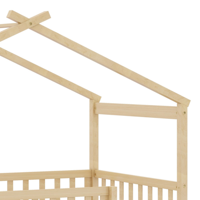 Lit en bois avec tiroirs, Naturel
