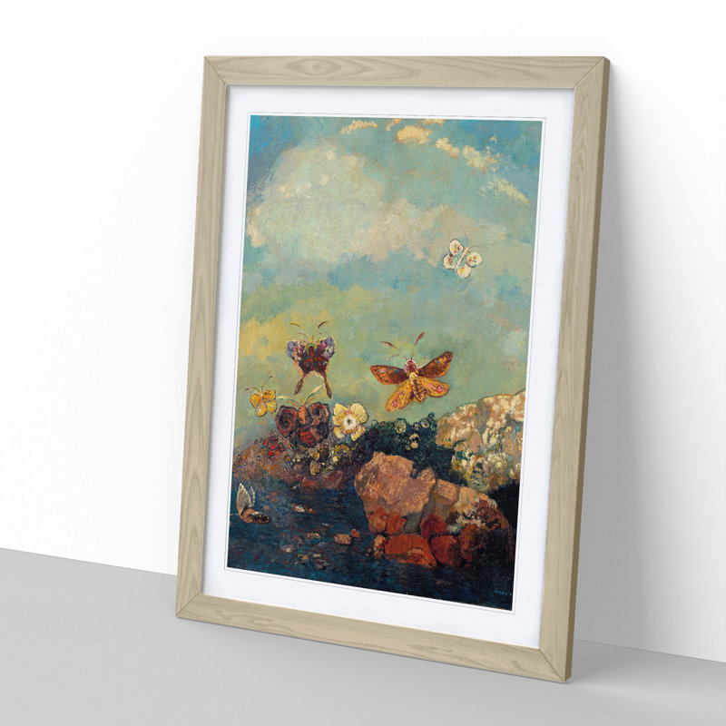 Butterflies by Odilon Redon - Picture Frame Painting, Oak Framed, 36cm H x 27cm W x 2cm D
