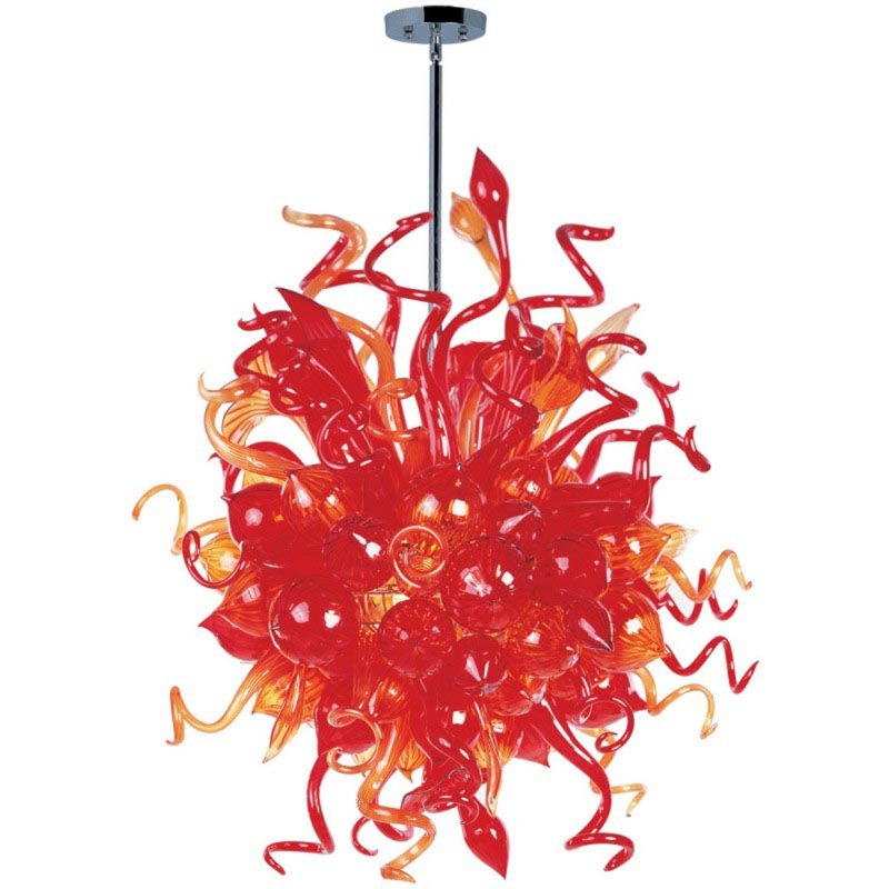Lustre 18 lumières Murana, Chrome poli, Rouge, 52” Wide x 62” Height