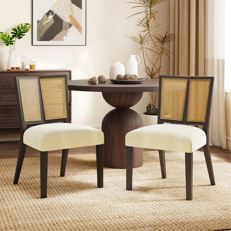 Ensemble de 2 chaises en rotin sans accoudoirs, Espresso