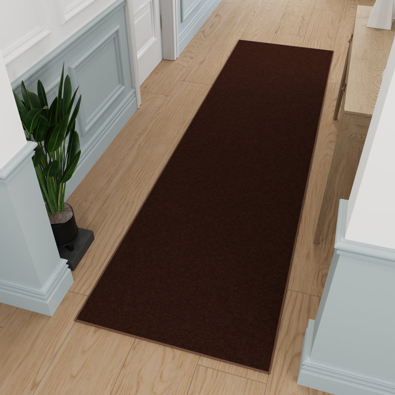 Ottohome Brown Runner Rug, Runner 2'7" x 9'10", Brown