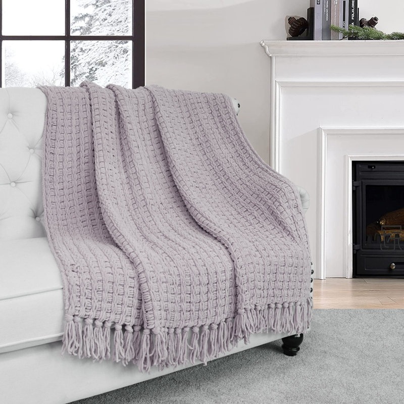 Jeté tricoté Space Yarn, Lilas, 50 po x 60 po