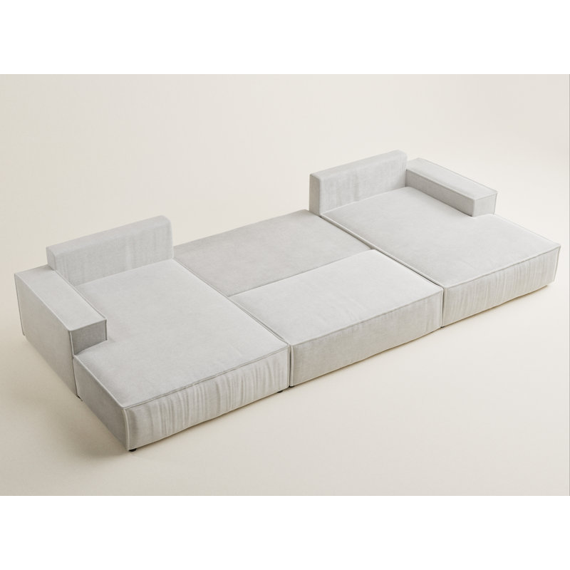 6 Seater Reclining Corner Sofa , Light Beige