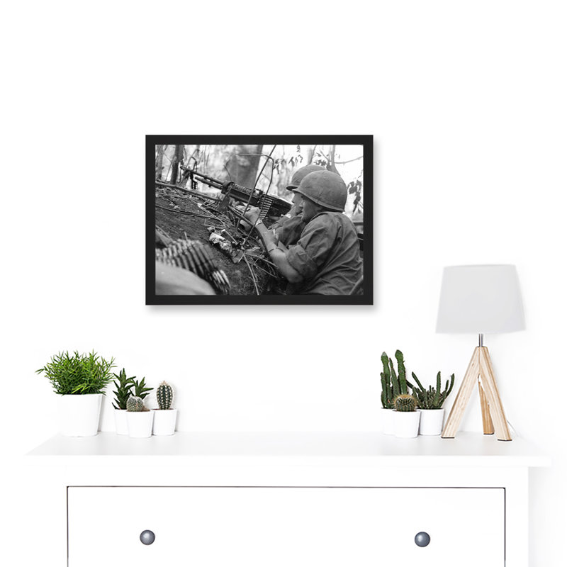 War Vietnam USA GI Soldiers M60 Machine Gun 1966 - Single Picture Frame Print