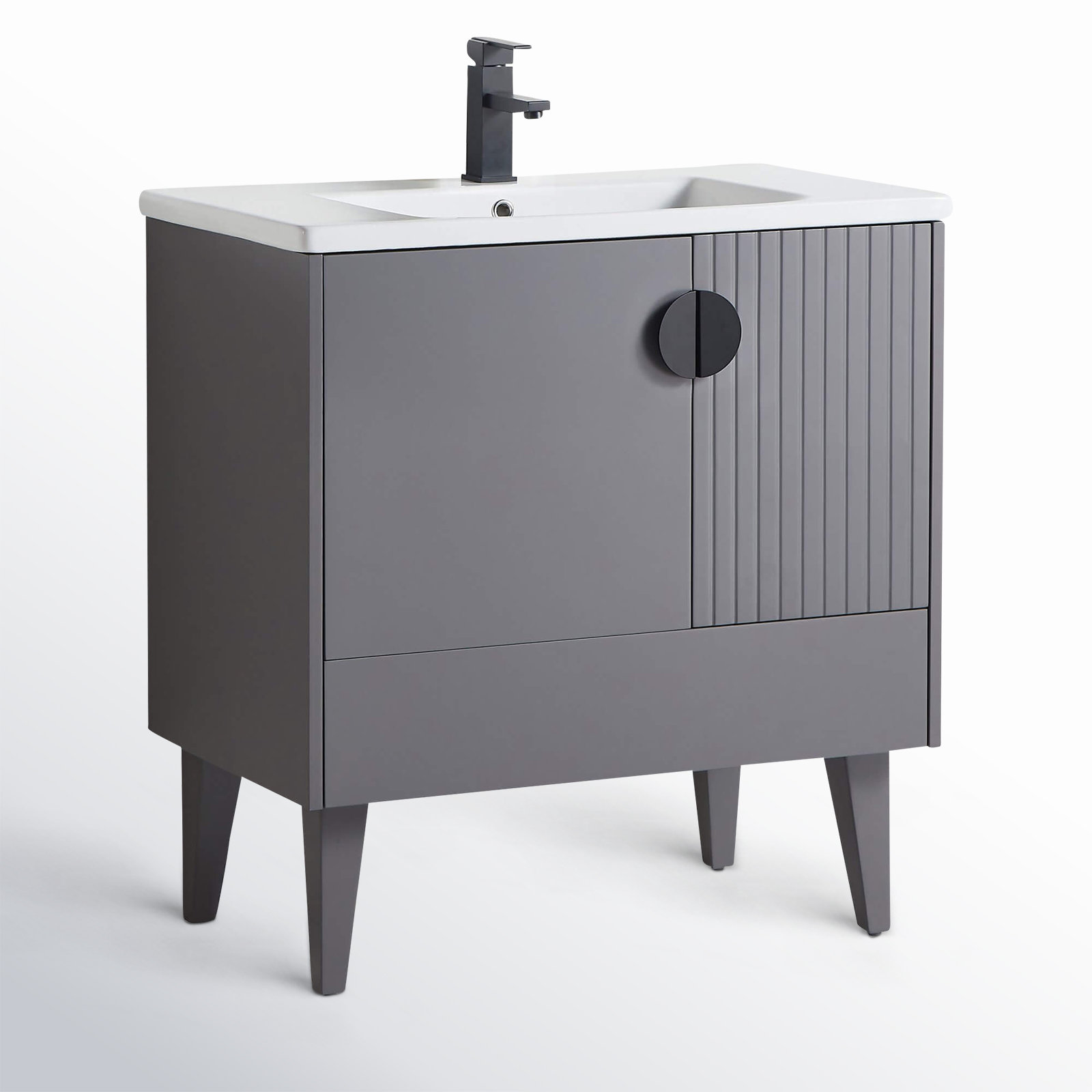 Saimah 30'' Single Bathroom Vanity, Black, Rock Gray