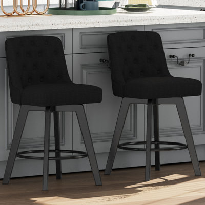 Swivel Upholstered 26'' Counter Stool Wood Leg