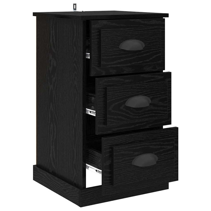 39cm W Manufactured Wood Bedside Table, Black Oak