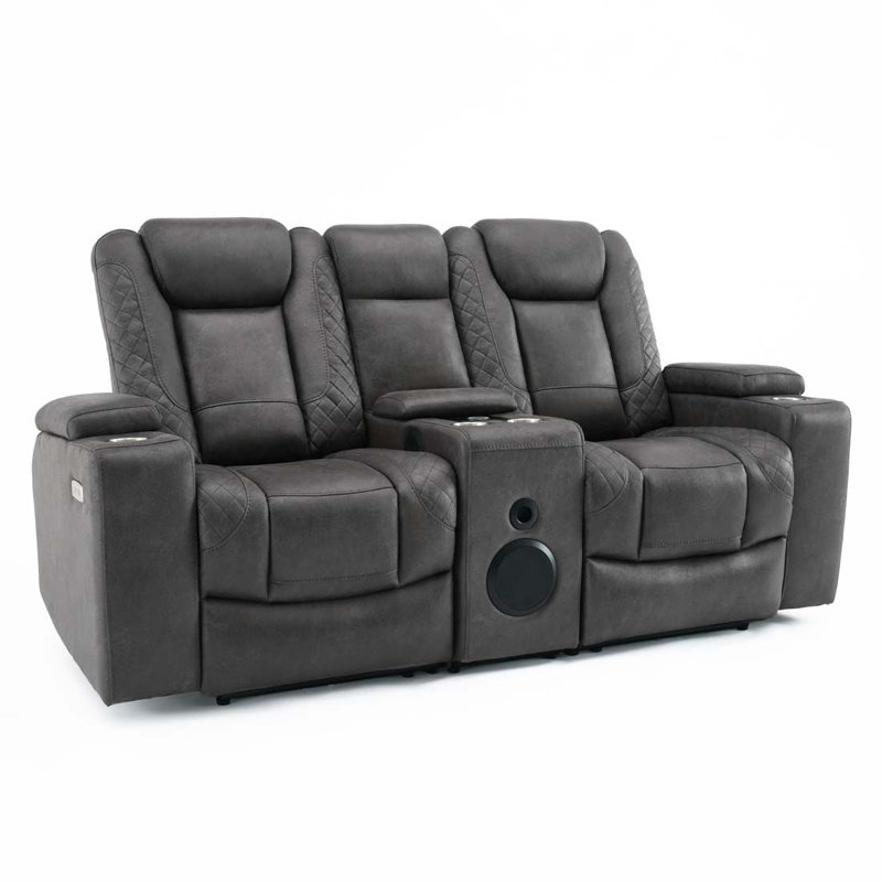 Sahaana 3 Seater Linen Electric Reclining Sofa, Grey