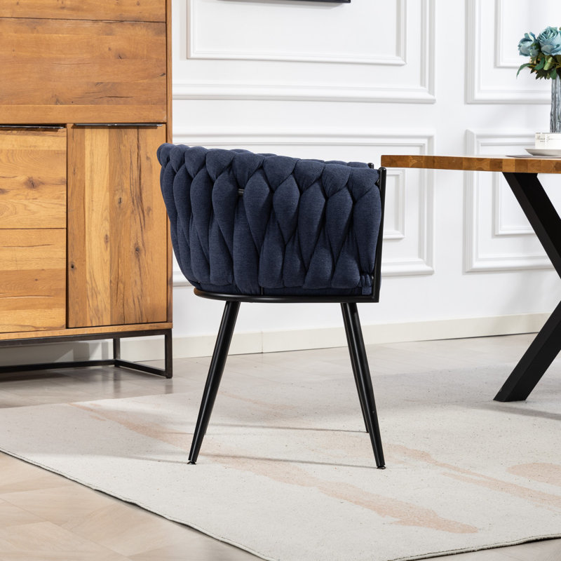 Gowans Polyester Upholstered Metal Upholstered Back Accent, Blue