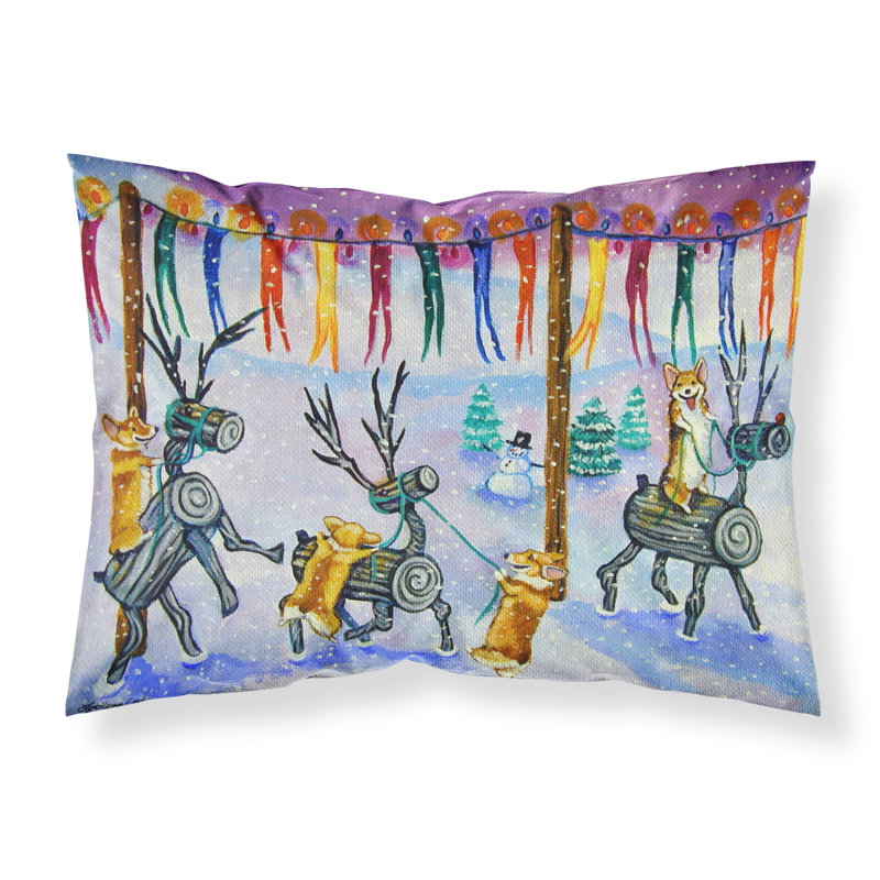  Taie d'oreiller Corgi Log Reindeer Race Christmas