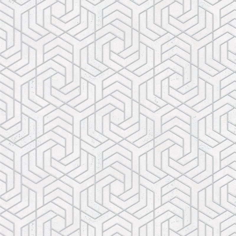 Hex Geometric Wallpaper, Silver/Off White