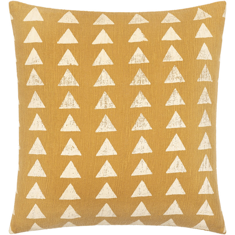 Housse de coussin Sain, H 18 po x l 18 po, Moutarde / beige, Triangles fracturés