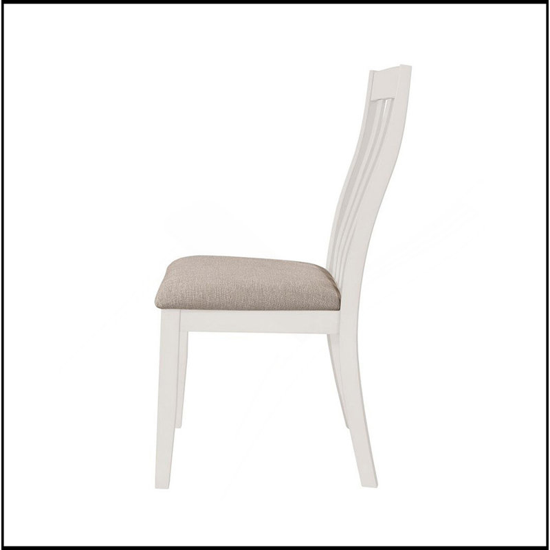 Chaise d'appoint rembourrée (ensemble de 2), Blanc, Beige