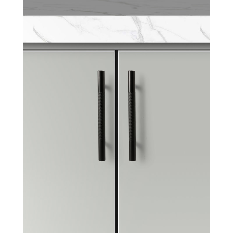Poignée d'armoire moderne texturée noire de centre-à-centre de 3-3 / 4 po (96 mm) Delta Series (paquet de 20), Noir