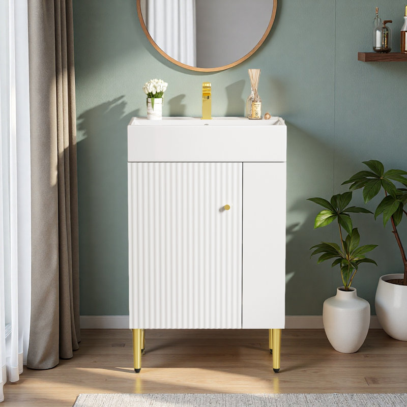 Meuble-lavabo blanc 21,6 po, armoire combinée