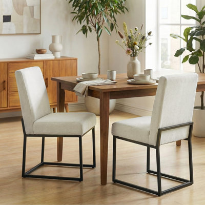 Chaise d'appoint en chenille rembourrée avec cadre en fer (ensemble de 2)