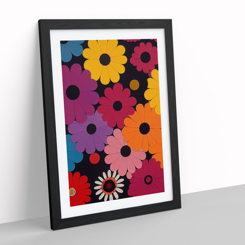 Retro Flowers No.6 - Framed Print, Black Framed, 64cm H x 46cm W x 2cm D