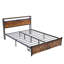 Grand lit plateforme en métal avec panneaux de tête et de pied en bois, prise de charge, 2 rangements de tiroirs, lumières à DEL, aucun sommier nécessaire, capacité de poids de 600 lb, lieu de travail d'assemblage simple, action-1674068186