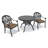 3-Piece Cast Aluminum Bistro Dining Set,39.37" Round Table with Umbrella Hole & 2 Stackable Chairs with Brown Cushions-608471639
