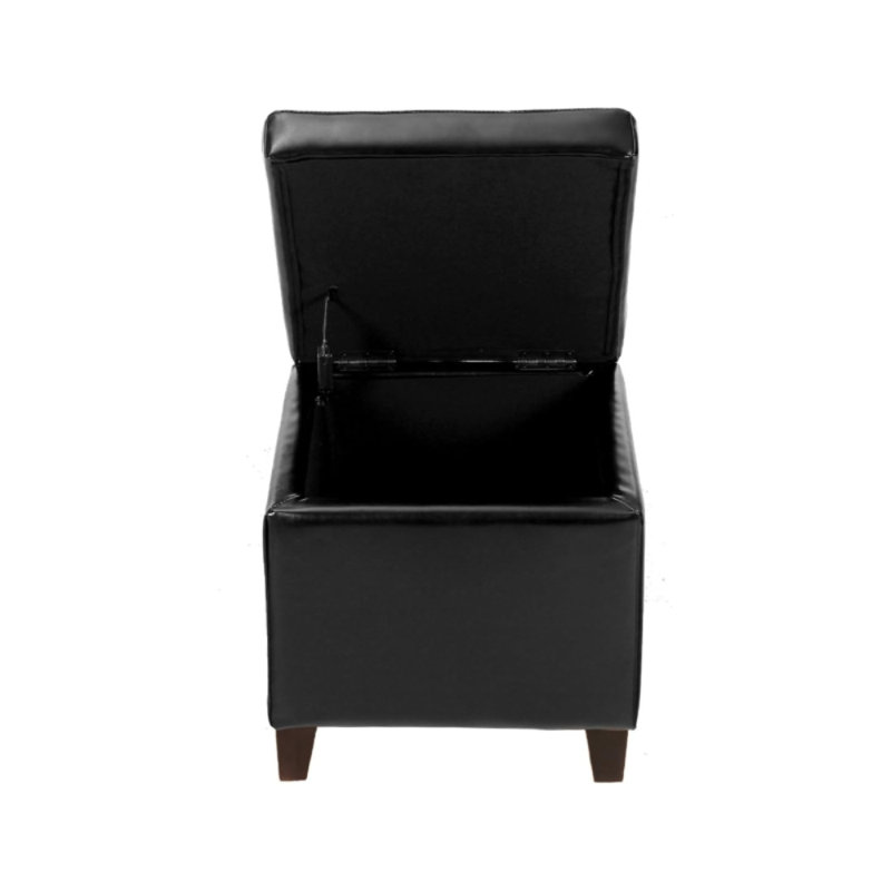 Tabouret cubique en cuir avec couvercle capitonné