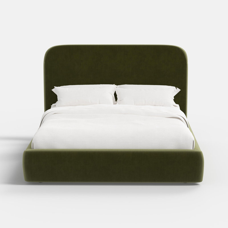 Upholstered Bed, Full / Double, Moss Performance Velvet