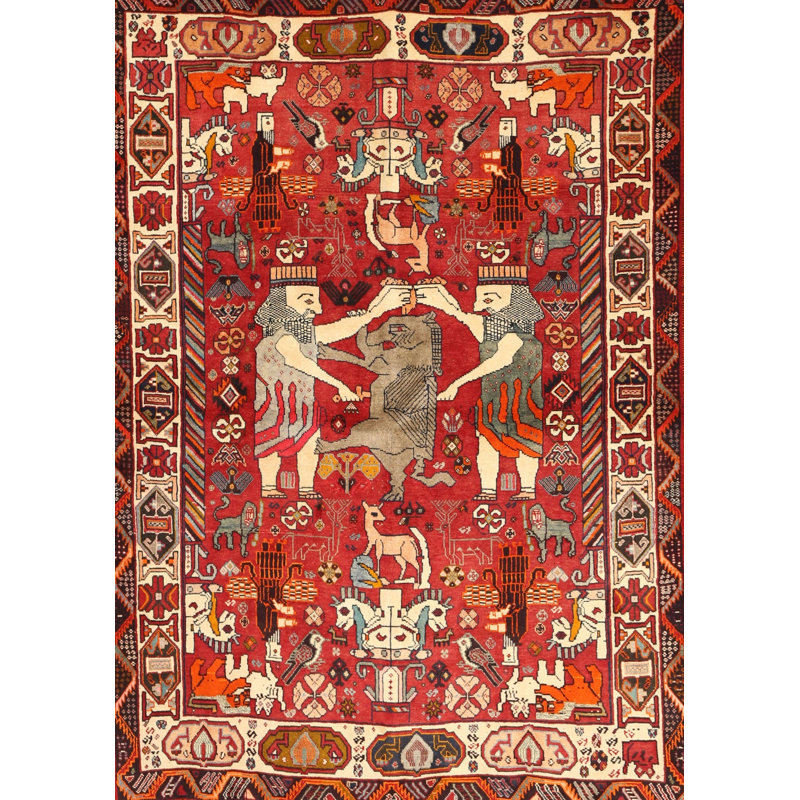 Tapis rouge / crème Southwestern, Rectangle 2 pi x 4 pi