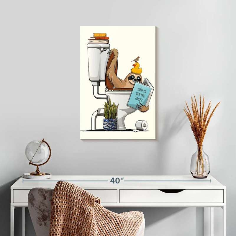 Paresseux dans la toilette, H 24 po x l 16 po