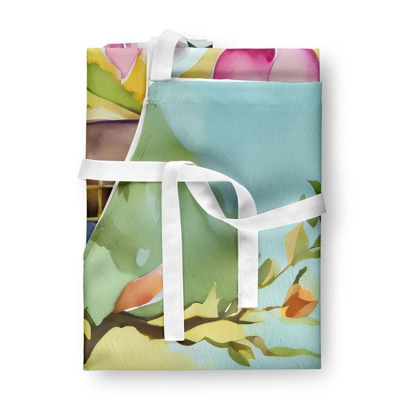 Tennessee Iris in Watercolor Apron, Purple/Yellow Louisiana Magnolias