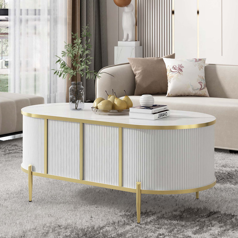 Coffee Table, White/Gold, White