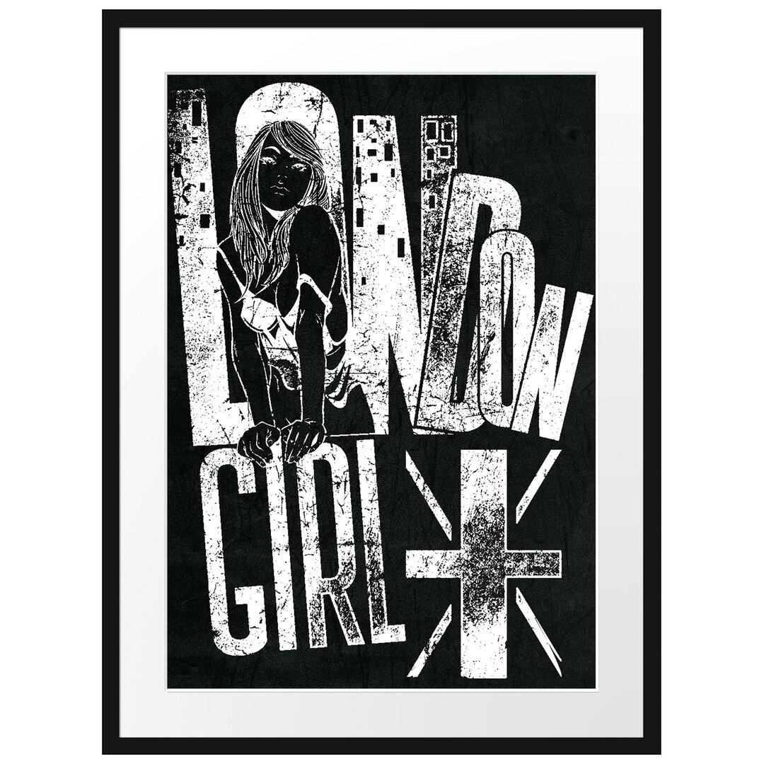 Gerahmtes Poster London-Girl Black