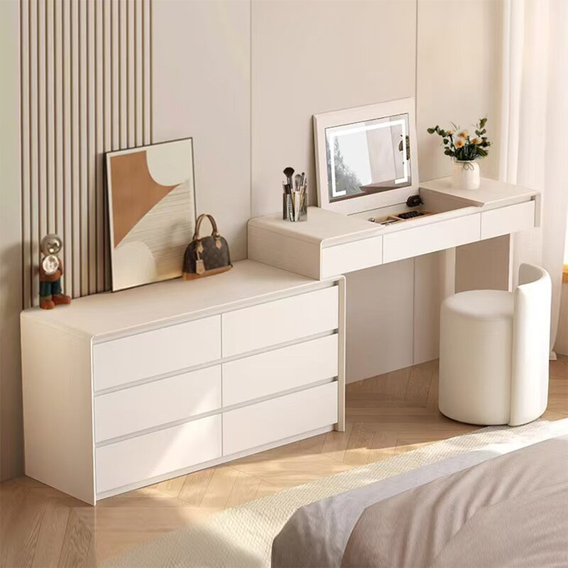 Commode 90,55 "avec commode minimaliste moderne et coiffeuse avec miroir, H 43,31 po x l 90,55 po x P 15,75 po
