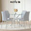 Ensemble de table ronde moderne et chaises en verre, support en forme de X, dossier ergonomique, idéal pour les cuisines et les restaurants-1880008780-1880008819
