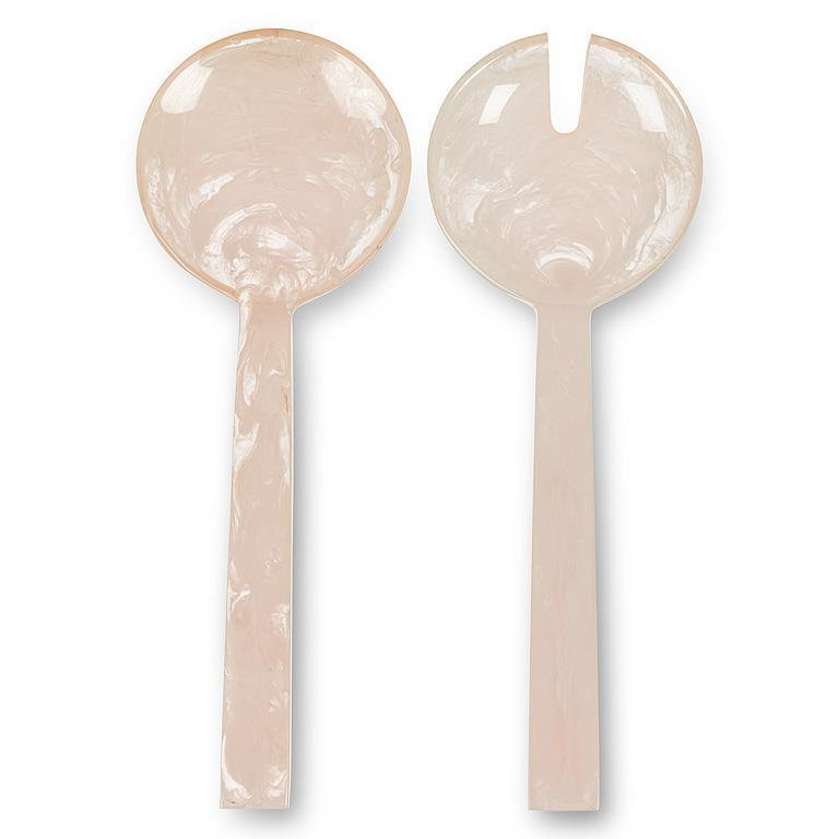 Oversize Pale Pink Salad Serving Utensils, Pale Pink