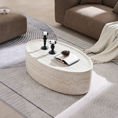 Modern Oval Coffee Table – Stylish Minimalist Design For Living Room Decor, Featuring Sleek Silhouette And Elegant Finish To Elevate Contemporary, Scandi, Or Neutral-Toned Home Interiors, Ideal As A Functional Centerpiece For Daily Use