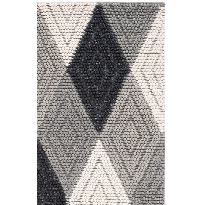 Rohan Hand Woven Wool/Cotton Geometric Rug in Gray/Black, Rectangle 8' x 10'