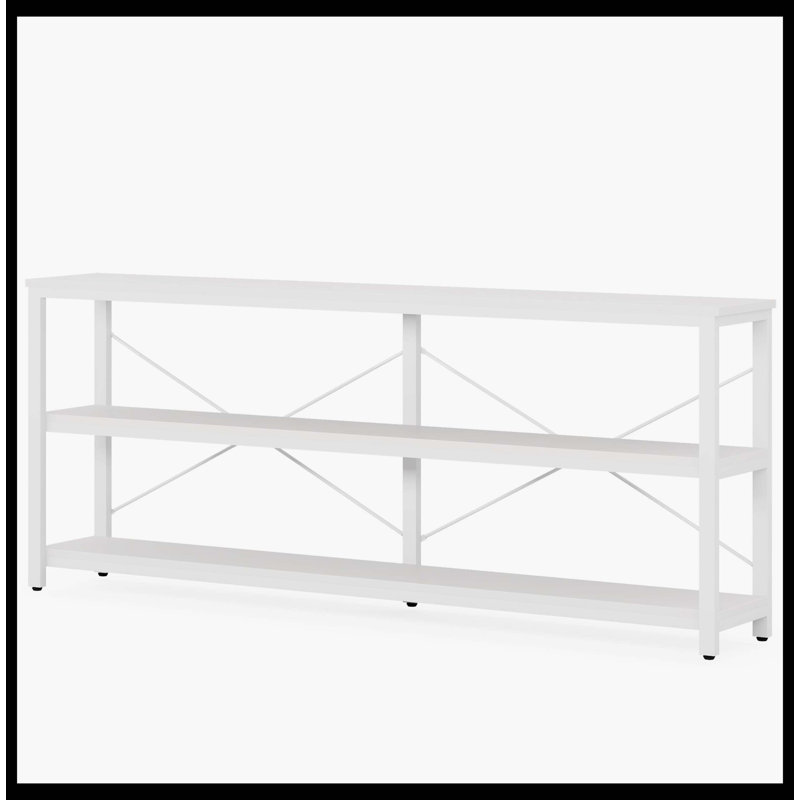 70.9" Console Table, 3-Tier Sofa Table With Metal Frame
